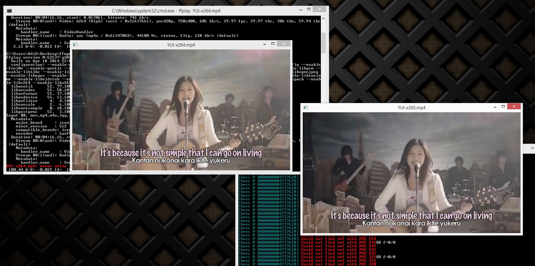x265 test with ffmpeg Zeranoe build