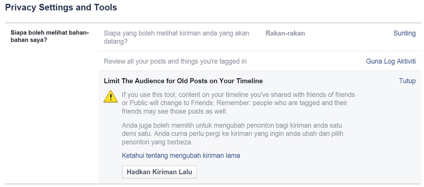 Facebook Privasi