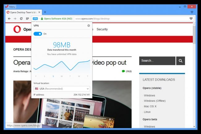 Opera 38 VPN