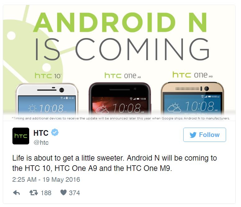 HTC ANdroid N kemas kini 1