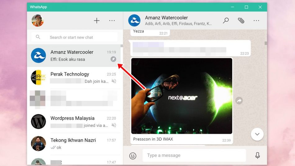 WhatsApp Pin Chat