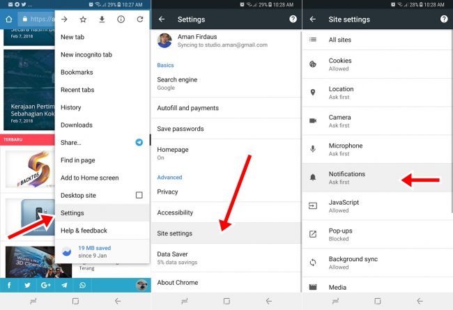 Notifikasi Chrome