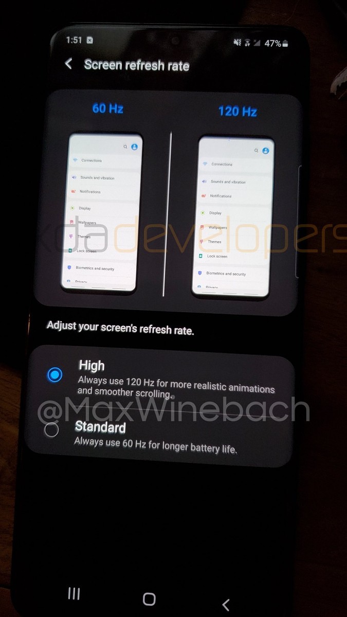 Galaxy S20 120Hz