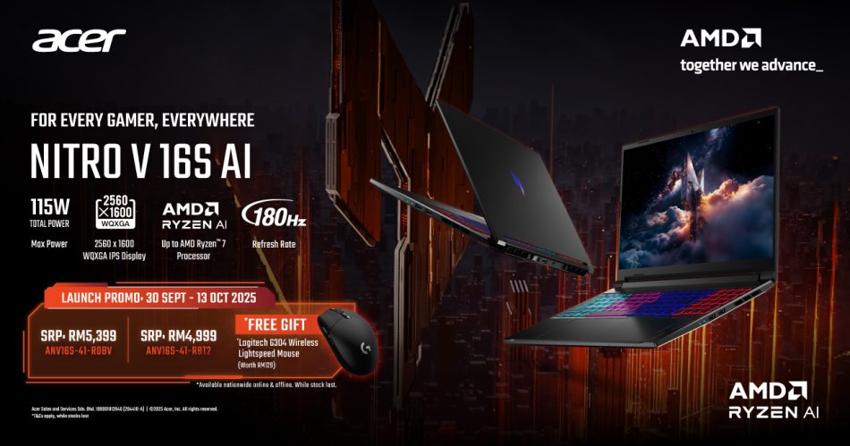 Acer Nitro V 16 S Dijual Di Malaysia Bermula Harga RM4999 5 20250930 Acer Nitro V 16S PR Banner AMD