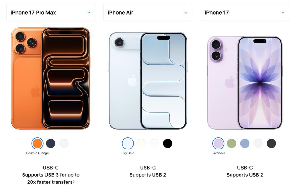 Apple iphone 17 USB 3