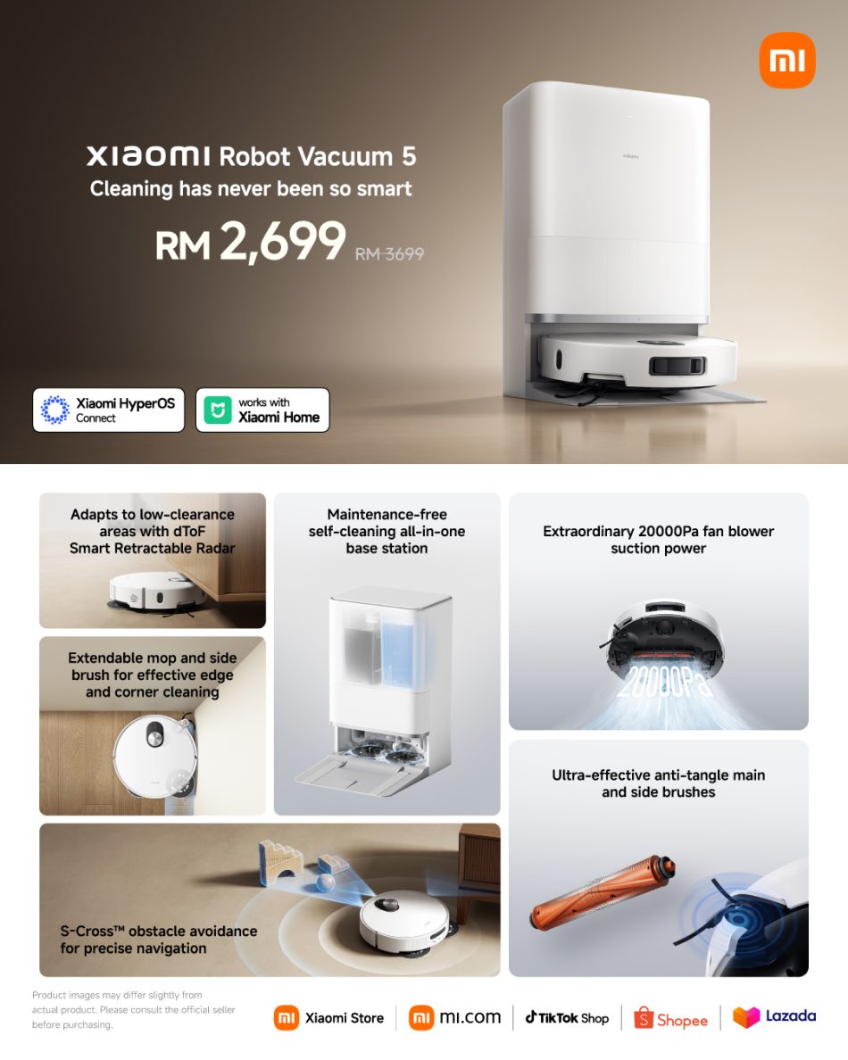 Xiaomi Malaysia Perkenalkan Siri Robot Vakum Baharu Dengan Harga Bermula RM1899 6 Xiaomi Robot Vacuum 5 KV with Price