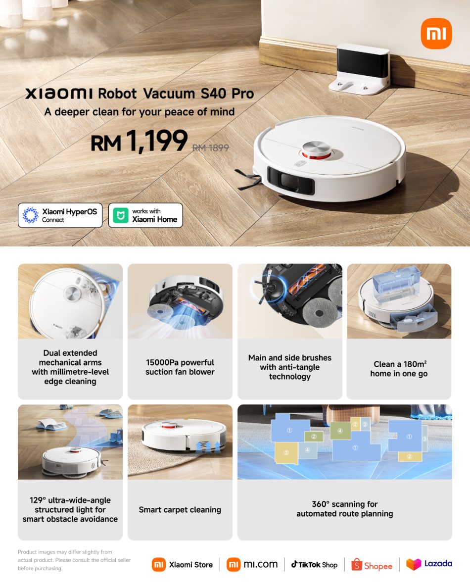 Xiaomi Malaysia Perkenalkan Siri Robot Vakum Baharu Dengan Harga Bermula RM1899 2 Xiaomi Robot Vacuum S40 Pro KV with Price