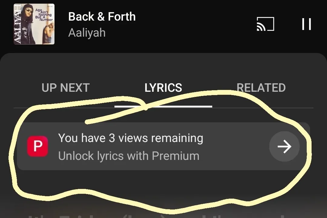 YouTube Music Uji Ciri Berbayar untuk Lirik Lagu 1 edited