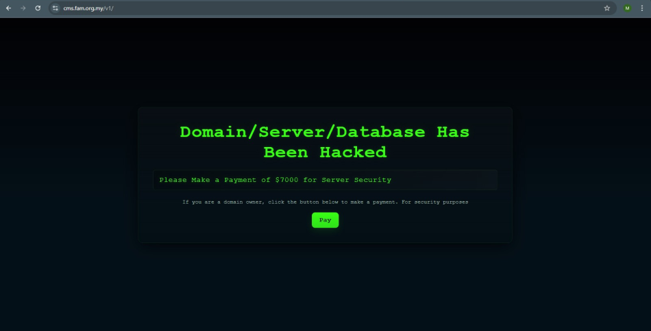 Laman Sesawang Kandungan Persatuan Bola Sepak Malaysia Digodam Perisian Tebusan 1 CMS FAM Hacked