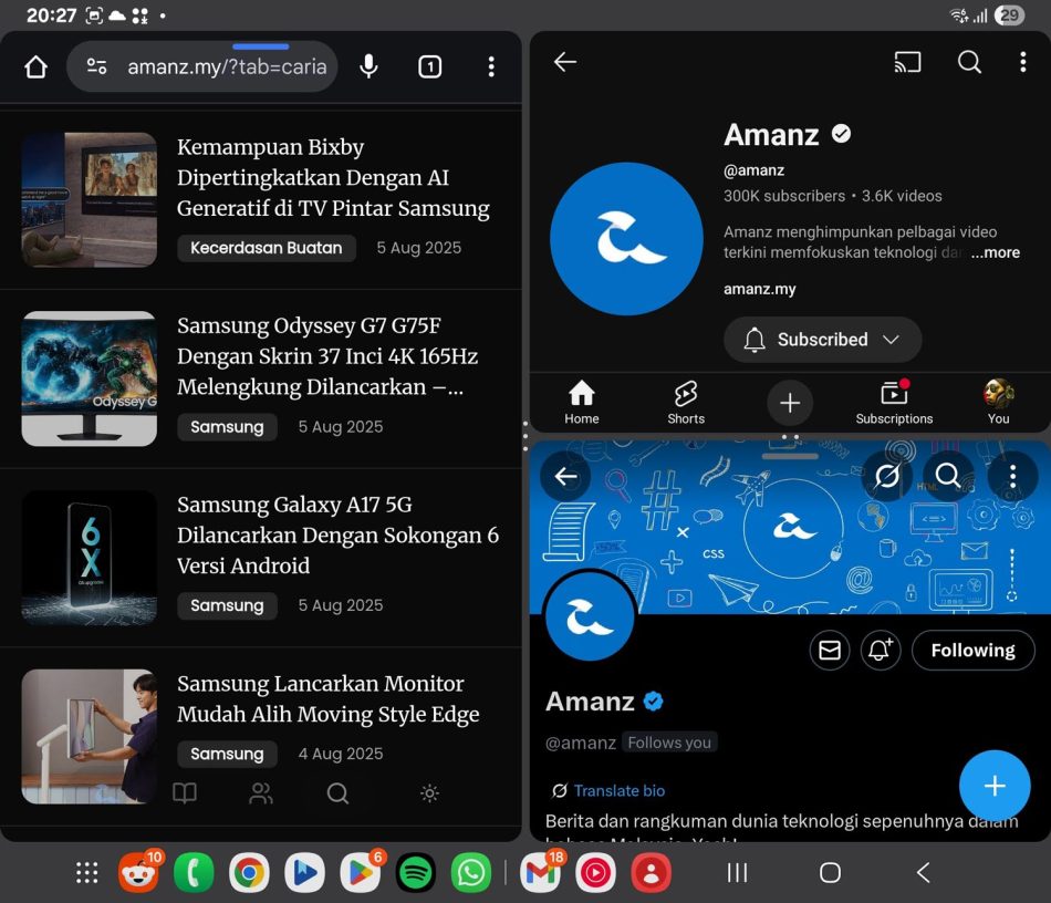 Samsung Galaxy Z Fold7 – Pemangkin Produktiviti Di Hujung Jari 2 Samsung Galaxy Fold7 Taskbar